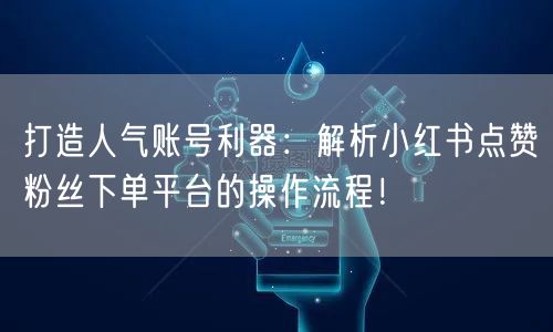 打造人气账号利器:解析小红书点赞粉丝下单平台的操作流程!