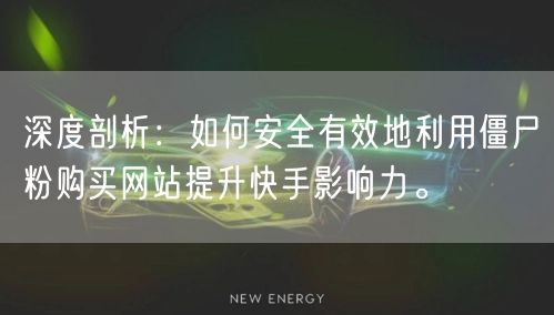 深度剖析：如何安全有效地利用僵尸粉购买网站提升快手影响力。