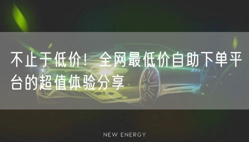 不止于低价!全网最低价自助下单平台的超值体验分享