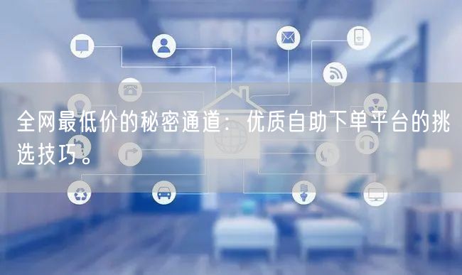 全网最低价的秘密通道:优质自助下单平台的挑选技巧。