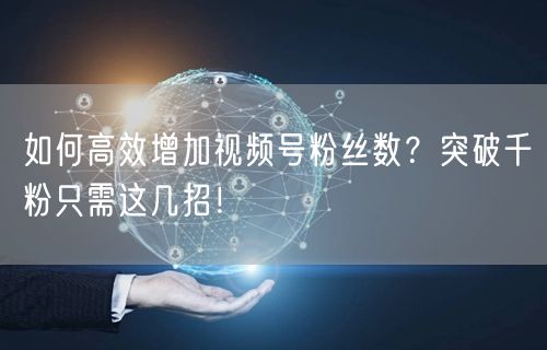 如何高效增加视频号粉丝数?突破千粉只需这几招!